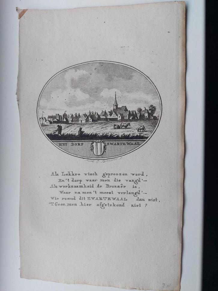 51 / Zwartewaal Gravure uit 1793 van Oleffen & bakker, Antiek en Kunst, Kunst | Etsen en Gravures, Ophalen of Verzenden