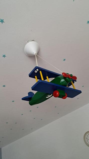 Kinderkamer hanglamp vliegtuig – houten retro vliegtuiglamp beschikbaar voor biedingen