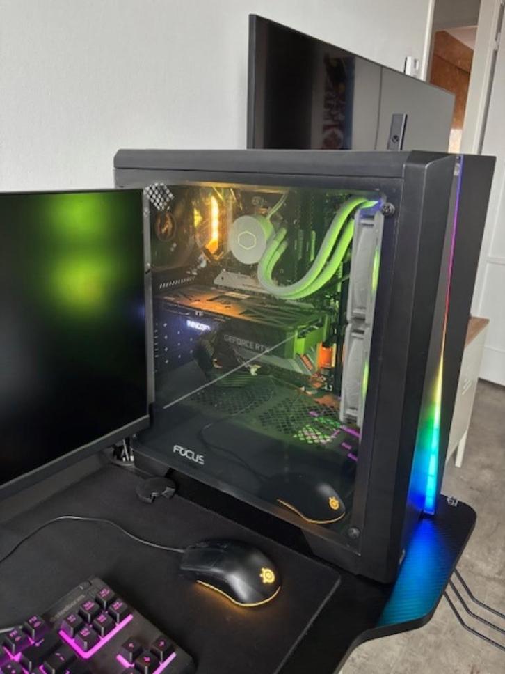 Complete gaming setup, Computers en Software, Desktop Pc's, Zo goed als nieuw, 4 Ghz of meer, HDD, SSD, 16 GB, Met videokaart