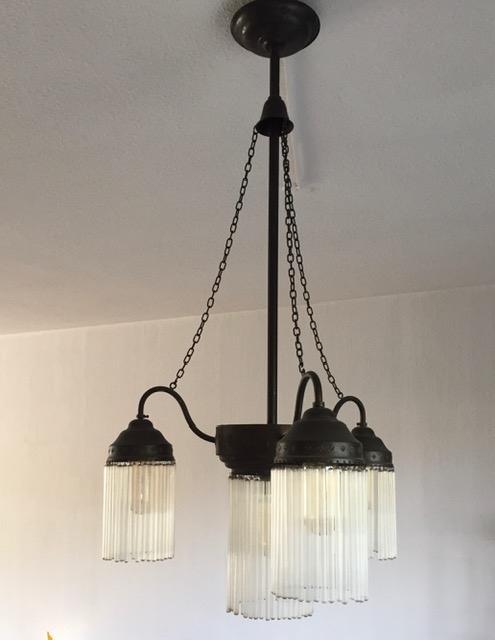 Antieke Art Deco Kroonluchter Messing/Koper, Antiek en Kunst, Antiek | Lampen, Ophalen of Verzenden