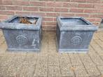 2x Vierkante Bloempotten Beton/Steen 31x31x30cm, Ophalen, Tuin, Gebruikt, Minder dan 60 cm