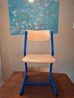 Retro Schoolstoeltjes - Blauw & Geel - Set van 2, Huis en Inrichting, Stoelen, Ophalen, Gebruikt, Twee, Overige kleuren