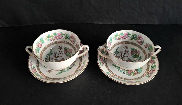 Royal Crafton 2 soepkoppen met schotels.Type Indian Tree., Huis en Inrichting, Keuken | Servies, Zo goed als nieuw, Kom(men), Overige stijlen