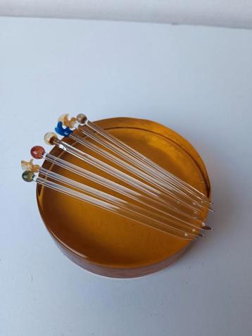 Vintage Cocktailprikkers Glas  beschikbaar voor biedingen