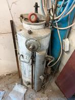 Antieke carbid gasbrander met voorraadje carbidpoeder, Ophalen, Gebruikt