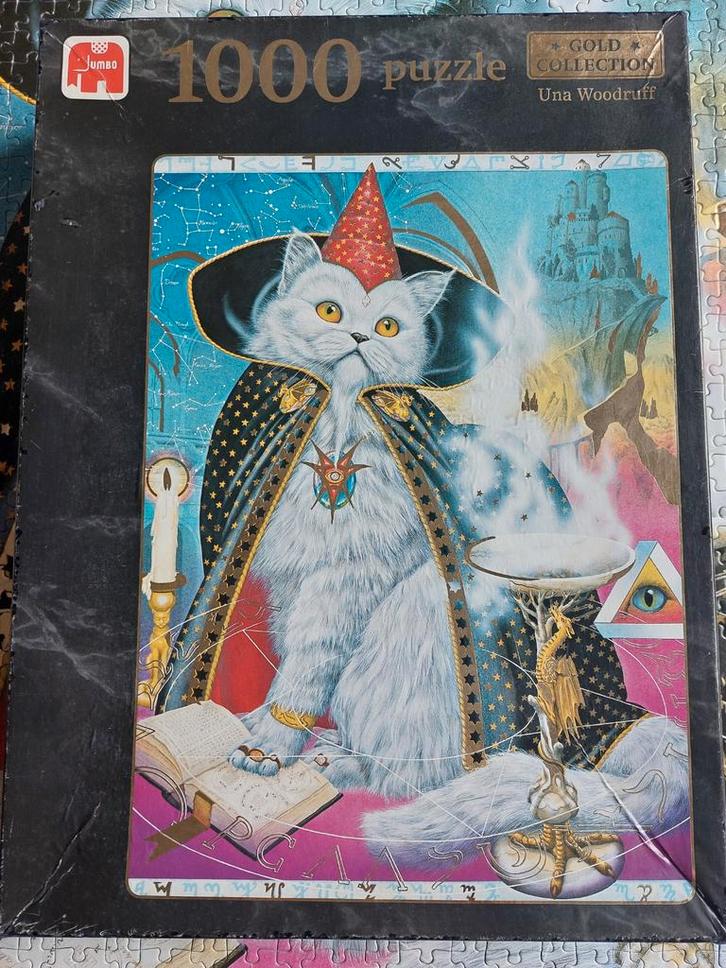Jumbo 1000 stukjes puzzel - Kat Magiër, Hobby en Vrije tijd, Denksport en Puzzels, Gebruikt, Legpuzzel, 500 t/m 1500 stukjes, Ophalen of Verzenden