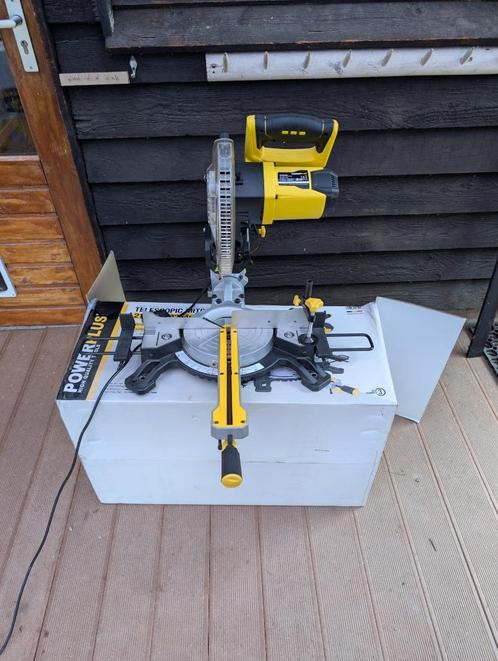 Powerplus telescopische Verstekzaag 2100W Ø 254MM, Doe-het-zelf en Verbouw, Gereedschap | Zaagmachines, Gebruikt, Afkortzaag, 1200 watt of meer