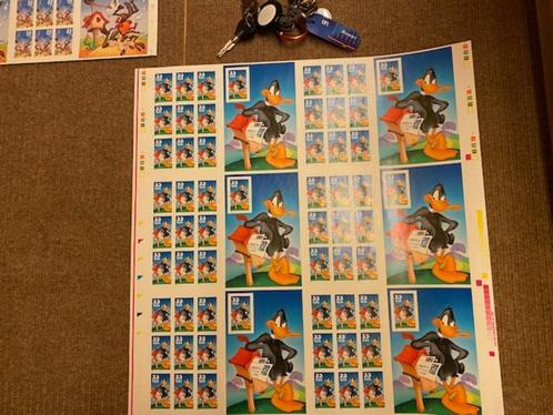 Groot postzegels vel met 6 USA Stamp sheets: Daffy Duck, Postzegels en Munten, Postzegels | Amerika, Postfris, Noord-Amerika, Ophalen of Verzenden