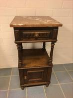 Brocante nachtkastje antiek  met rood marmeren blad, Ophalen of Verzenden