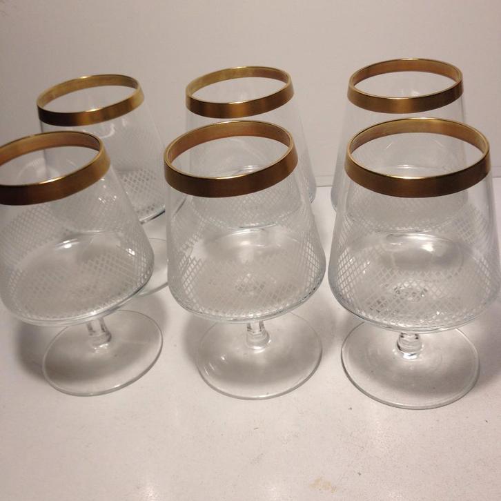 6 antieken kristallen borrel glaasjes, Antiek en Kunst, Antiek | Glas en Kristal, Verzenden