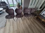 4 eetkamer stoelen, Huis en Inrichting, Stoelen, Grijs, Vier, Metaal, Zo goed als nieuw