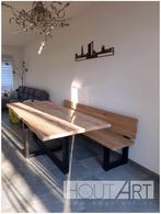 Bank stalen u-poten met rugleuning in eiken!, Eikenhout, Info@hout-art.nl, Nieuw, 150 tot 200 cm