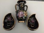 Uniek vintage vaasje met 2 kandelaars, randen met 24k goud., Antiek en Kunst, Ophalen of Verzenden