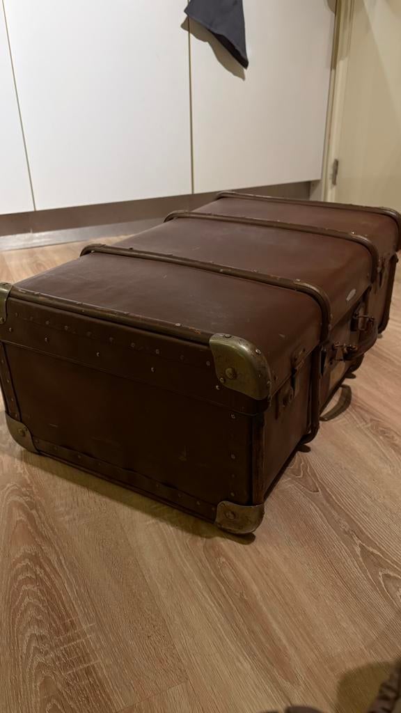 Authentieke KLM Royal Dutch Airlines hutkoffer, Sieraden, Tassen en Uiterlijk, Koffers, Ophalen, Gebruikt, Leer, 70 cm of meer