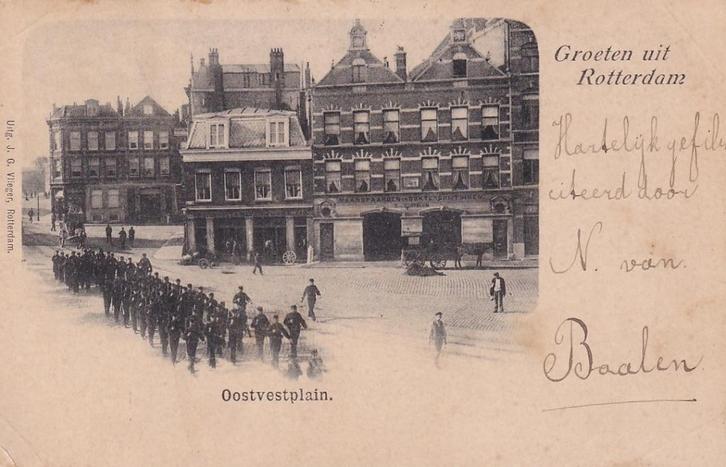 700A Rotterdam Goudsesingel, mariniers, militair, mars, Verzamelen, Ansichtkaarten | Nederland, Ongelopen, Zuid-Holland, Voor 1920