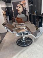 Barbierstoel Verstelbaar met Hoofdsteun, Ophalen, Gebruikt, Bruin, Metaal