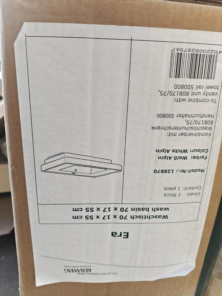 Keramag Era Wastafel - Nieuw in doos!, Doe-het-zelf en Verbouw, Sanitair, Ophalen of Verzenden