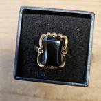 Ring 14 karaat 585 gouden ring met hematiet maat 17.8, Ophalen of Verzenden, Zo goed als nieuw, 17 tot 18, Met edelsteen