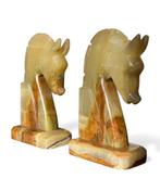 Art Deco Onyx Marmeren Boekensteunen vintage paarden, Antiek en Kunst, Ophalen of Verzenden