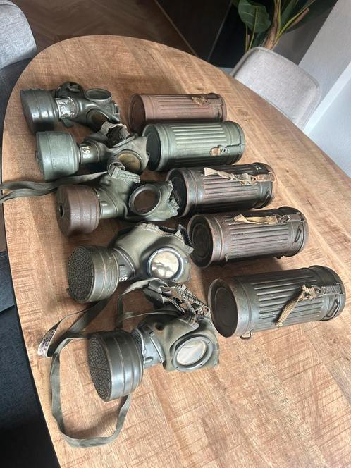 5 x complete gasmasker sets op naam ! Ww2, Verzamelen, Militaria | Tweede Wereldoorlog, Landmacht, Nederland, Ophalen of Verzenden