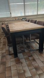 Eikenhouten eettafel met 6 stoelen, Huis en Inrichting, Tafels | Eettafels, Ophalen, 50 tot 100 cm, Vijf personen of meer, 150 tot 200 cm