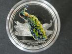 Palau, schaarse zilveren munt met gekleurde pauw, 5$, proof, Ophalen of Verzenden, Losse munt, Zilver