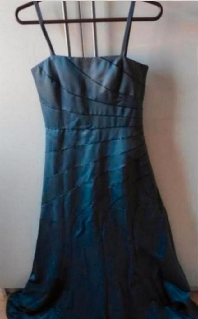 Donkerblauw/donkegrijze galajurk "Mari Lund" maat S, Kleding | Dames, Gelegenheidskleding, Zo goed als nieuw, Galajurk, Maat 36 (S)
