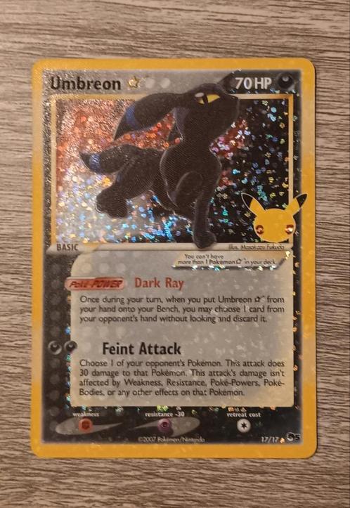 Umbreon gold star (CEL POP5 17), Hobby en Vrije tijd, Verzamelkaartspellen | Pokémon, Zo goed als nieuw, Losse kaart, Ophalen of Verzenden