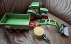 Schleich Farm Tractor met aanhangwagen en hooibaal, Ophalen of Verzenden, Zo goed als nieuw