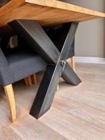 Stoere eettafel massief eiken met stalen onderstel - 220x100, Huis en Inrichting, Tafels | Eettafels, Ophalen, 100 tot 150 cm