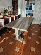 Massief eiken tafel greywash., Huis en Inrichting, Tafels | Eettafels, 200 cm of meer, 50 tot 100 cm, Gebruikt, Rechthoekig