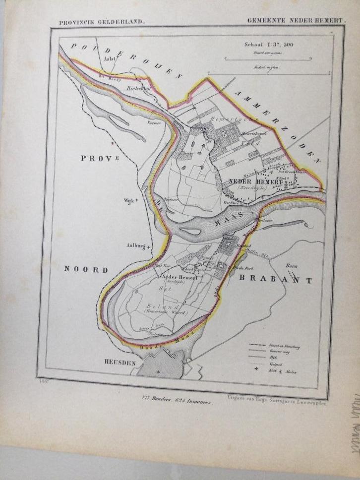 Zaltbommel, Neder Hemert, Jacob Kuyper, 1867, Antiek en Kunst, Kunst | Etsen en Gravures, Verzenden