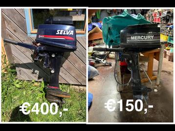 Twee buitenboord motoren samen €500,-. Los €400,- en €150,- beschikbaar voor biedingen