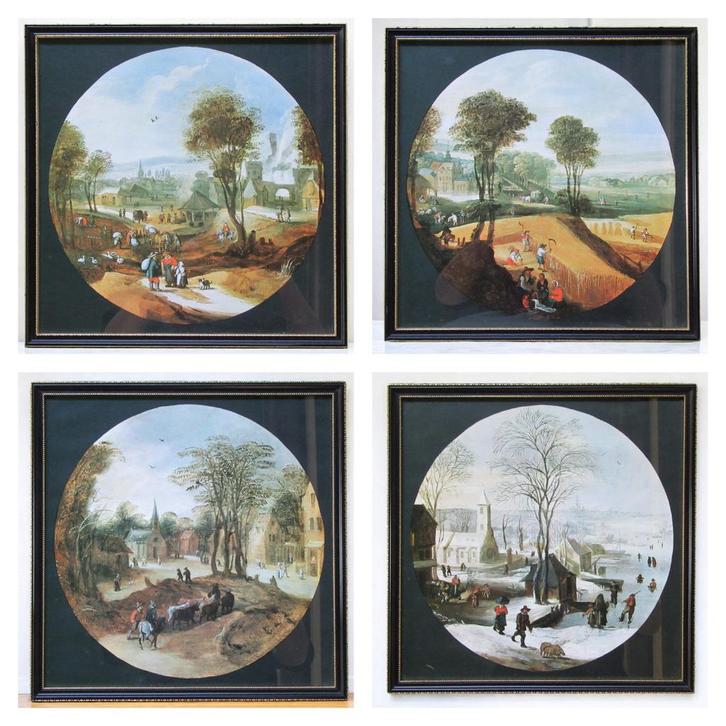 4 Seizoenen door Jodocus de Momper, Antiek en Kunst, Kunst | Tekeningen en Foto's, Ophalen of Verzenden