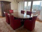 Tafel + 6 rode fauteuils ovaal / rechthoekige max.240 x 150, Huis en Inrichting, Tafels | Eettafels, Ophalen, Klassiek, 200 cm of meer