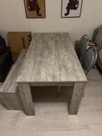 Grijze Houten Eettafel met Bankje 160 x 80 cm, Ophalen, 50 tot 100 cm, Zo goed als nieuw, 150 tot 200 cm