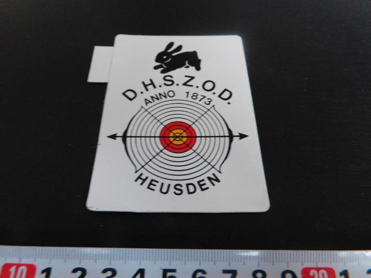 sticker heusden handboogschieten DHSZOD anno 1873, Verzamelen, Stickers, Zo goed als nieuw, Ophalen