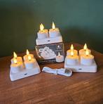 3 Oplaadbare LED Theelichten - Zo Goed Als Nieuw!, Kunststof, Wit, Ophalen of Verzenden, Zo goed als nieuw