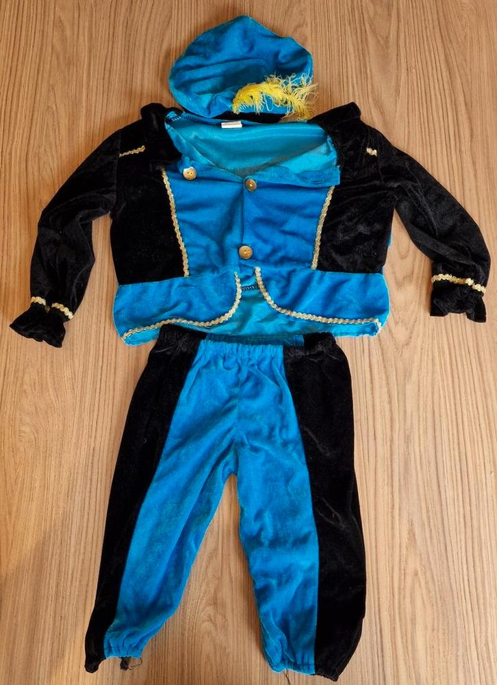 Pieten pak zwart blauw maat 3-5 jaar, Diversen, Sinterklaas, Gebruikt, Ophalen of Verzenden