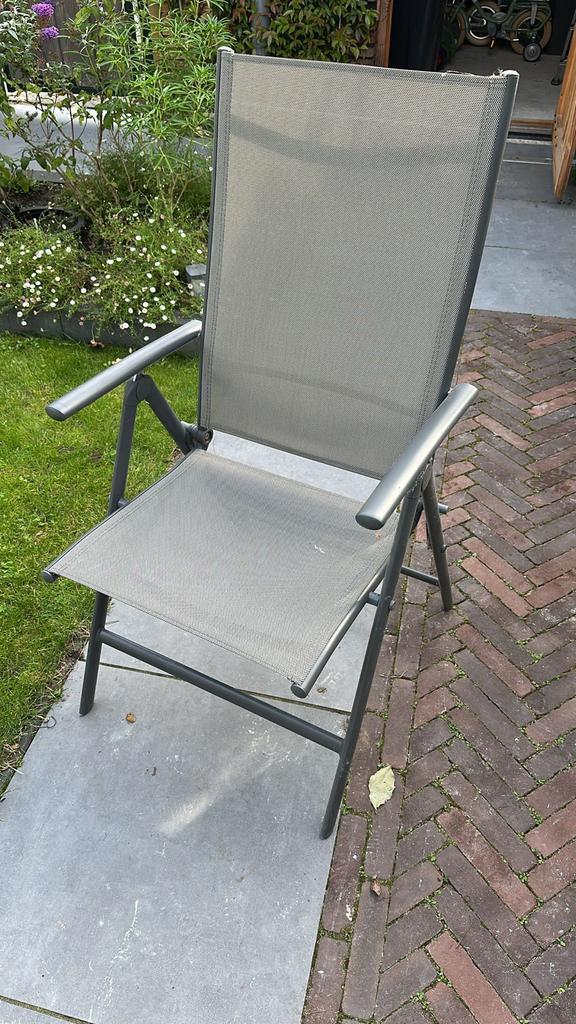 Tuinstoel - Aluminium/Textileen 2 stuks, Tuin en Terras, Tuinstoelen, Gebruikt, Aluminium, Inklapbaar, Ophalen