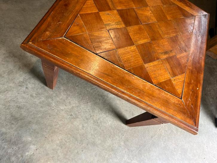Karaktervol vierkant salontafel / salontafeltje ruitjes, Huis en Inrichting, Tafels | Salontafels, Gebruikt, Minder dan 50 cm