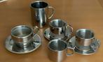 Metalen dubbelwandige kopjes met schotels en 2 bekers, Ophalen, Overige materialen, Gebruikt, Overige stijlen