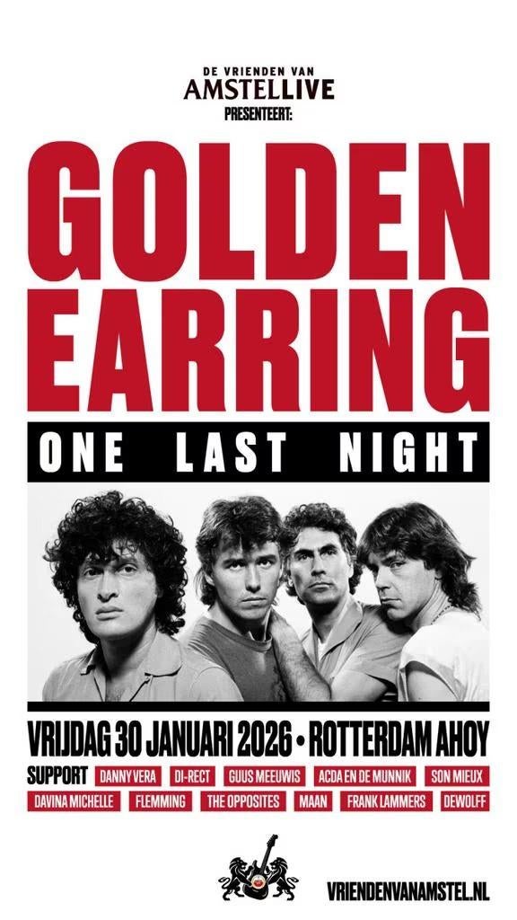 Tickets | Golden Earring, 'One Last Night'., Tickets en Kaartjes, Concerten | Overige, Drie personen of meer, Januari