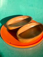 Vintage teak bakjes ovaal schaaltjes set van 2 hout, Huis en Inrichting, Woonaccessoires | Schalen en Manden, Gebruikt, Schaal