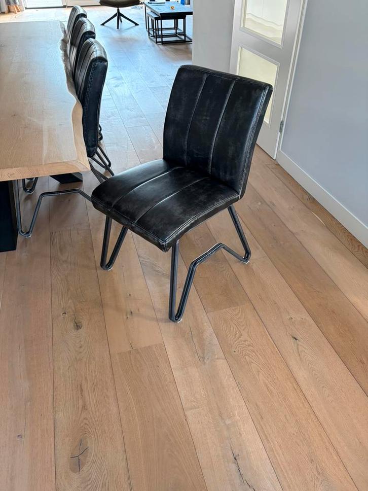 4 industriële eetkamerstoelen., Huis en Inrichting, Stoelen, Zo goed als nieuw, Eén, Grijs, Ophalen