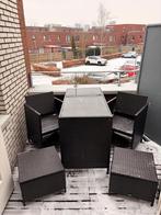 Complete Wicker Tuin-/Balkonset - 2 Stoelen, Tafel & Hockers, Gebruikt, Wicker, Stoel, Tuinset