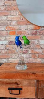 Murano Glas 31cm: 2 Vogels op een Tak Beeld, Ophalen of Verzenden, Nieuw, Dier