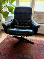 Vintage zwarte leren Göte Möbler fauteuil, Huis en Inrichting, Fauteuils, Ophalen, Gebruikt, Minder dan 75 cm, Vintage