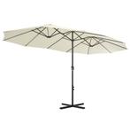 Parasol met aluminium paal 460x270 cm zandkleurig, Nieuw, Kantelbaar, Zweefparasol, Ophalen of Verzenden