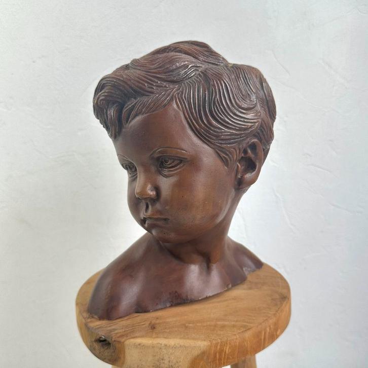 Vintage kinderhoofd buste | door de Paridon-broers Amsterdam, Antiek en Kunst, Kunst | Beelden en Houtsnijwerken, Ophalen of Verzenden